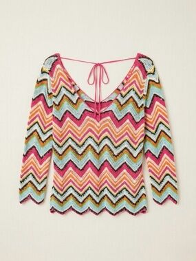 90s Vintage Nicowa Chevron Crochet Top Whimsigoth